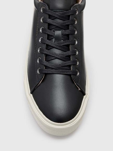AllSaints Brody Low-Top Lace-Up Leather Trainers - view 2, Black