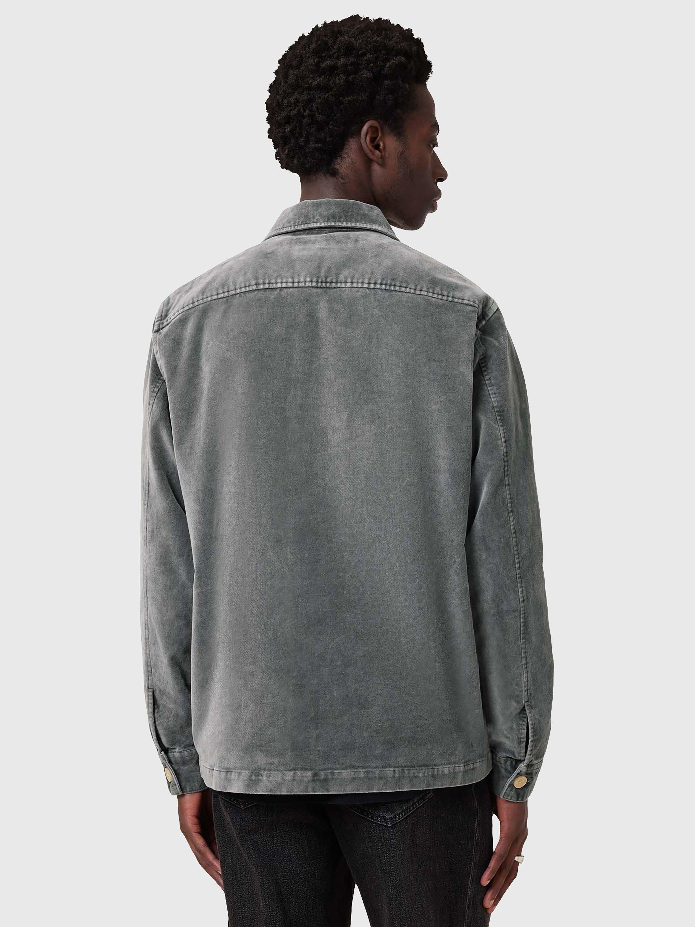 Product image 2 of 10, which shows AllSaints Harrier Cotton Blend Loose Fit Shirt, Grey, L