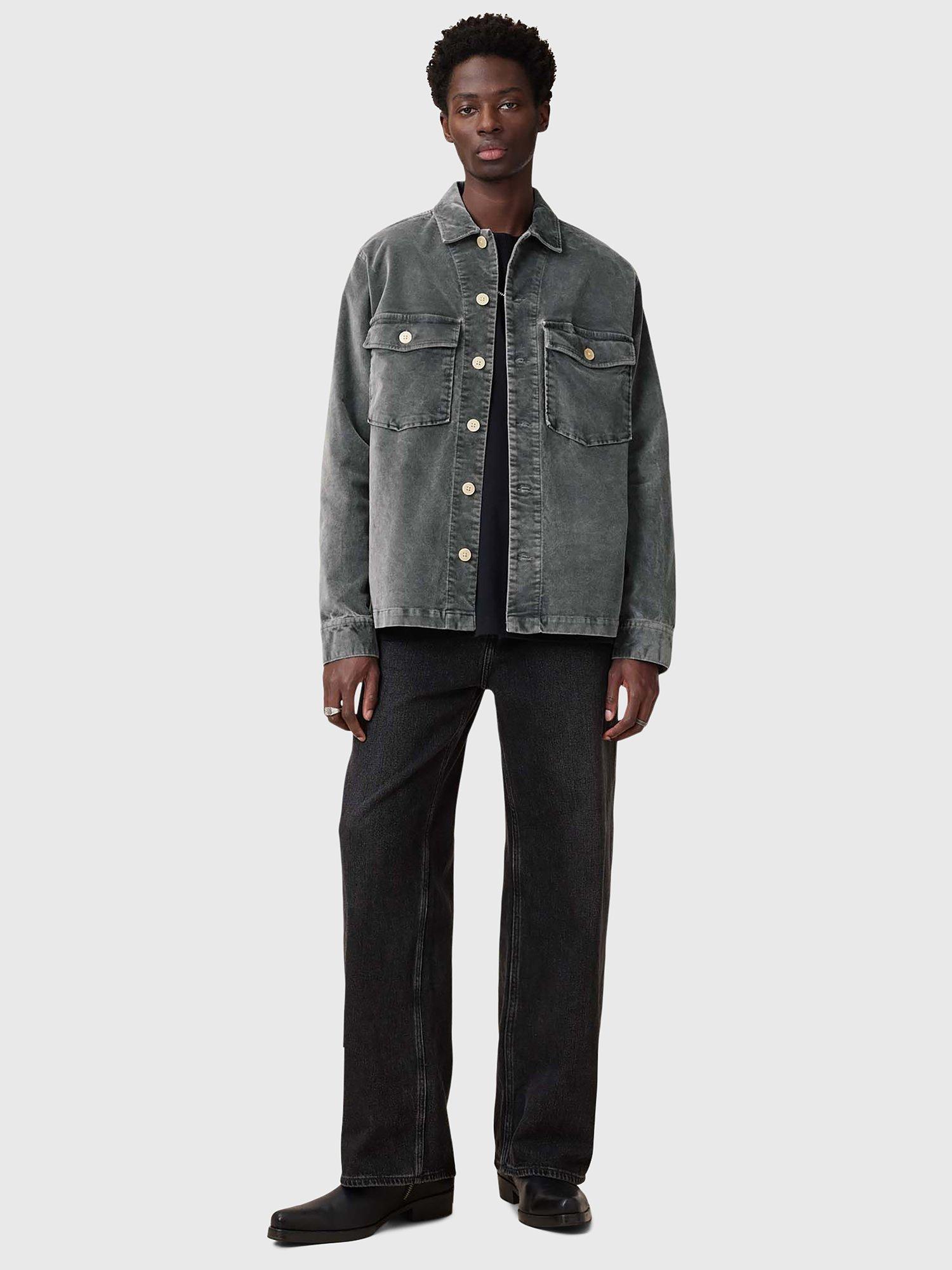 Product image 3 of 10, which shows AllSaints Harrier Cotton Blend Loose Fit Shirt, Grey, L
