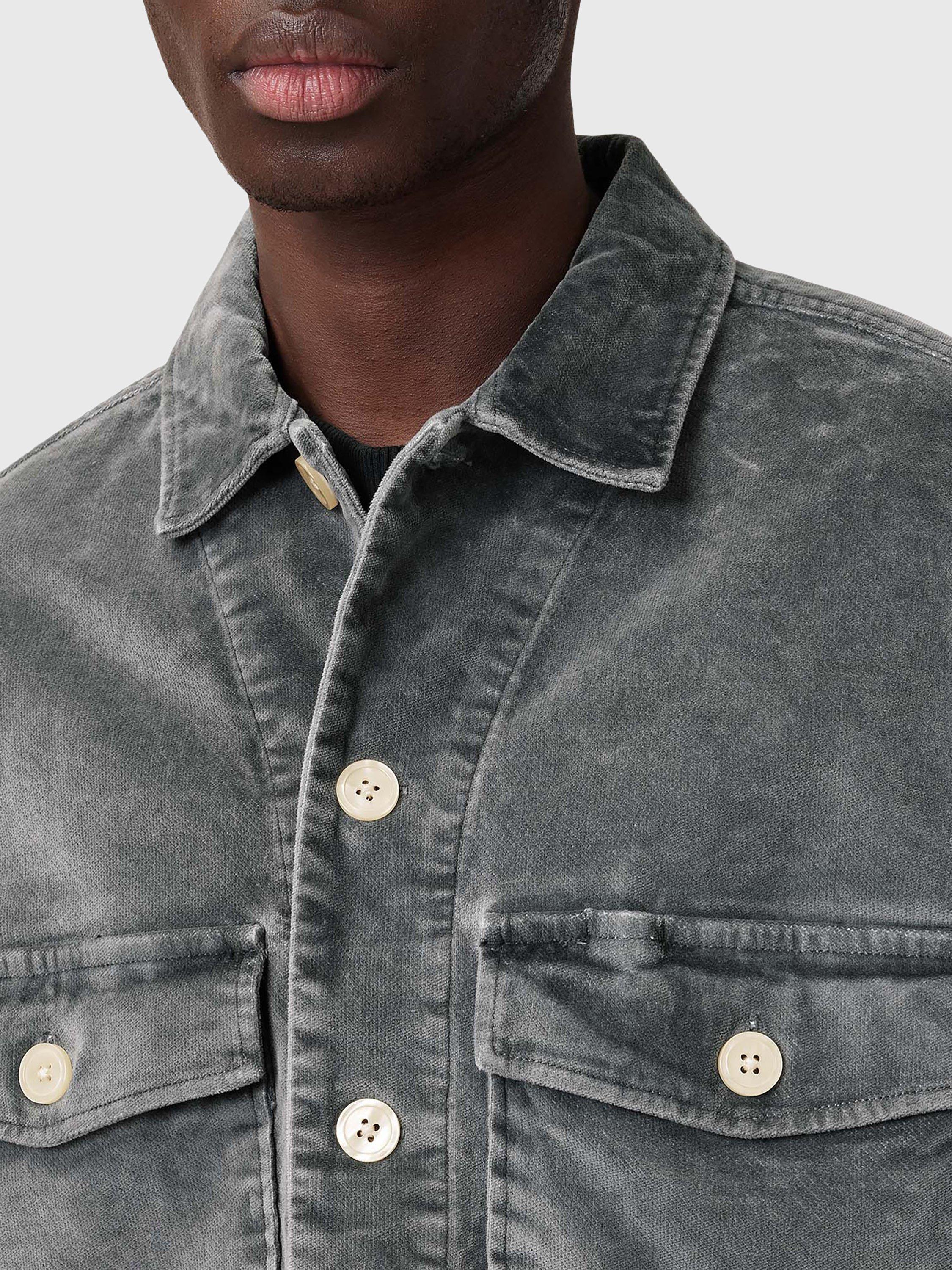 Product image 5 of 10, which shows AllSaints Harrier Cotton Blend Loose Fit Shirt, Grey, L