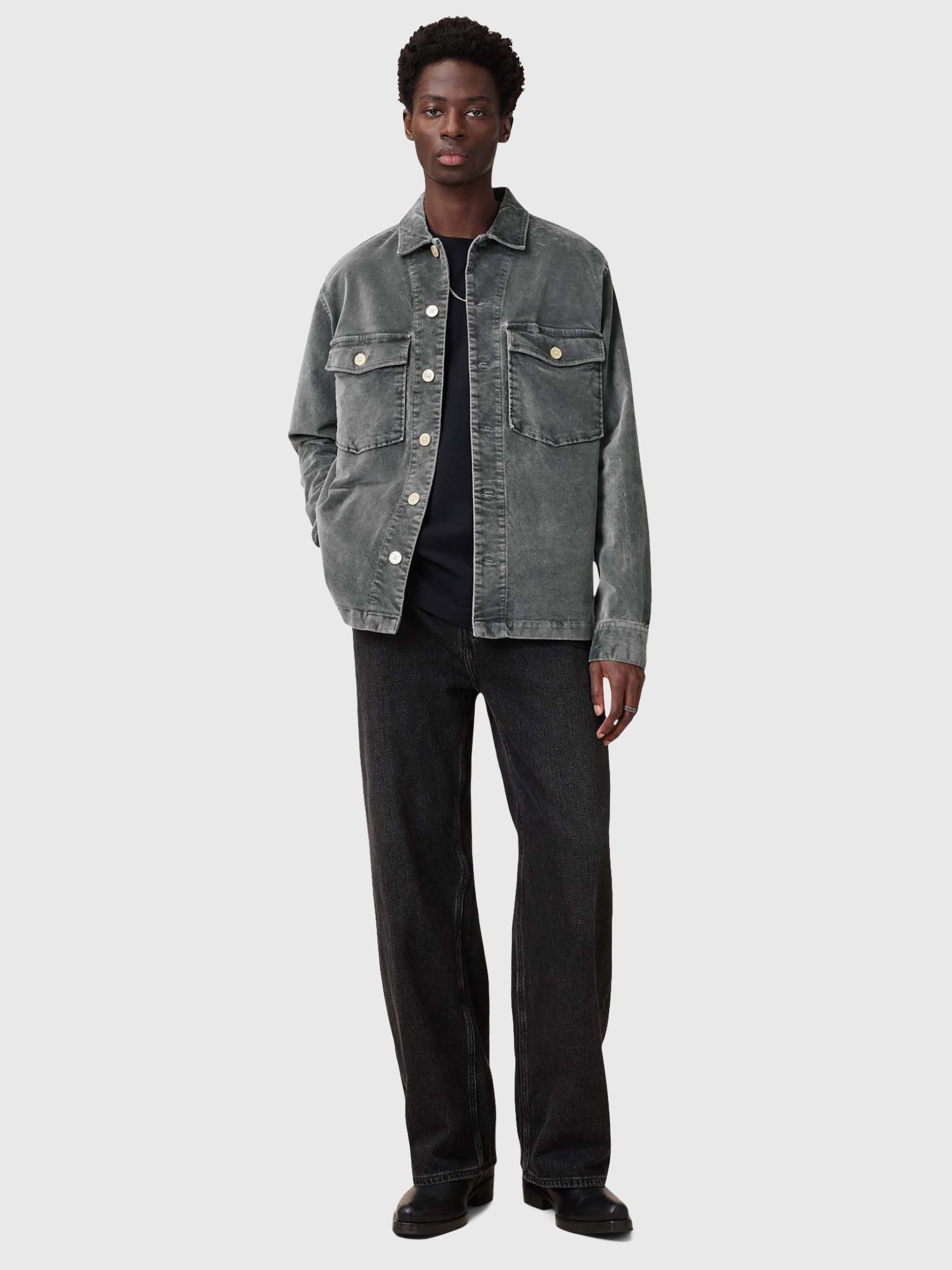 Product image 7 of 10, which shows AllSaints Harrier Cotton Blend Loose Fit Shirt, Grey, L