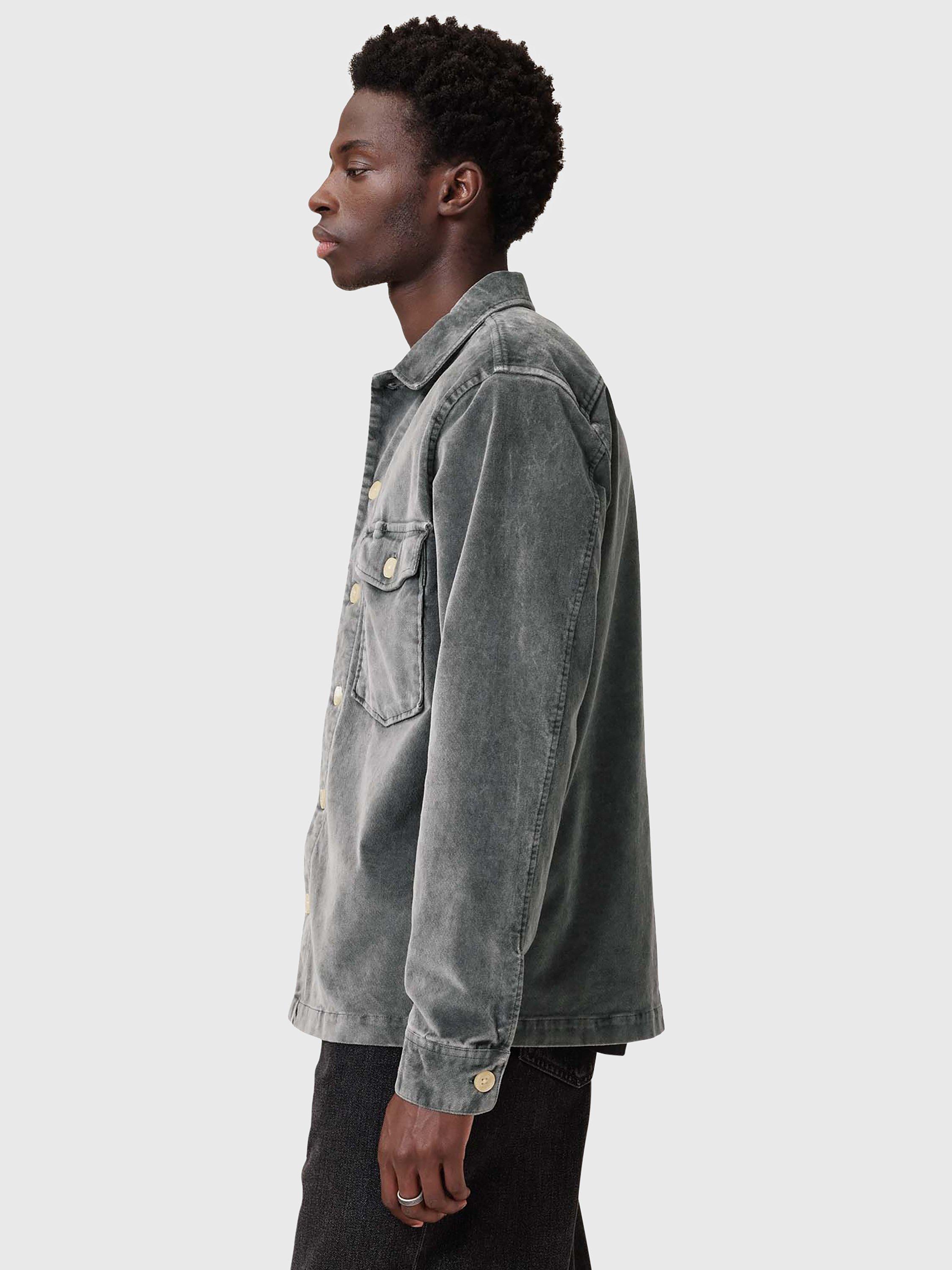 Product image 8 of 10, which shows AllSaints Harrier Cotton Blend Loose Fit Shirt, Grey, L