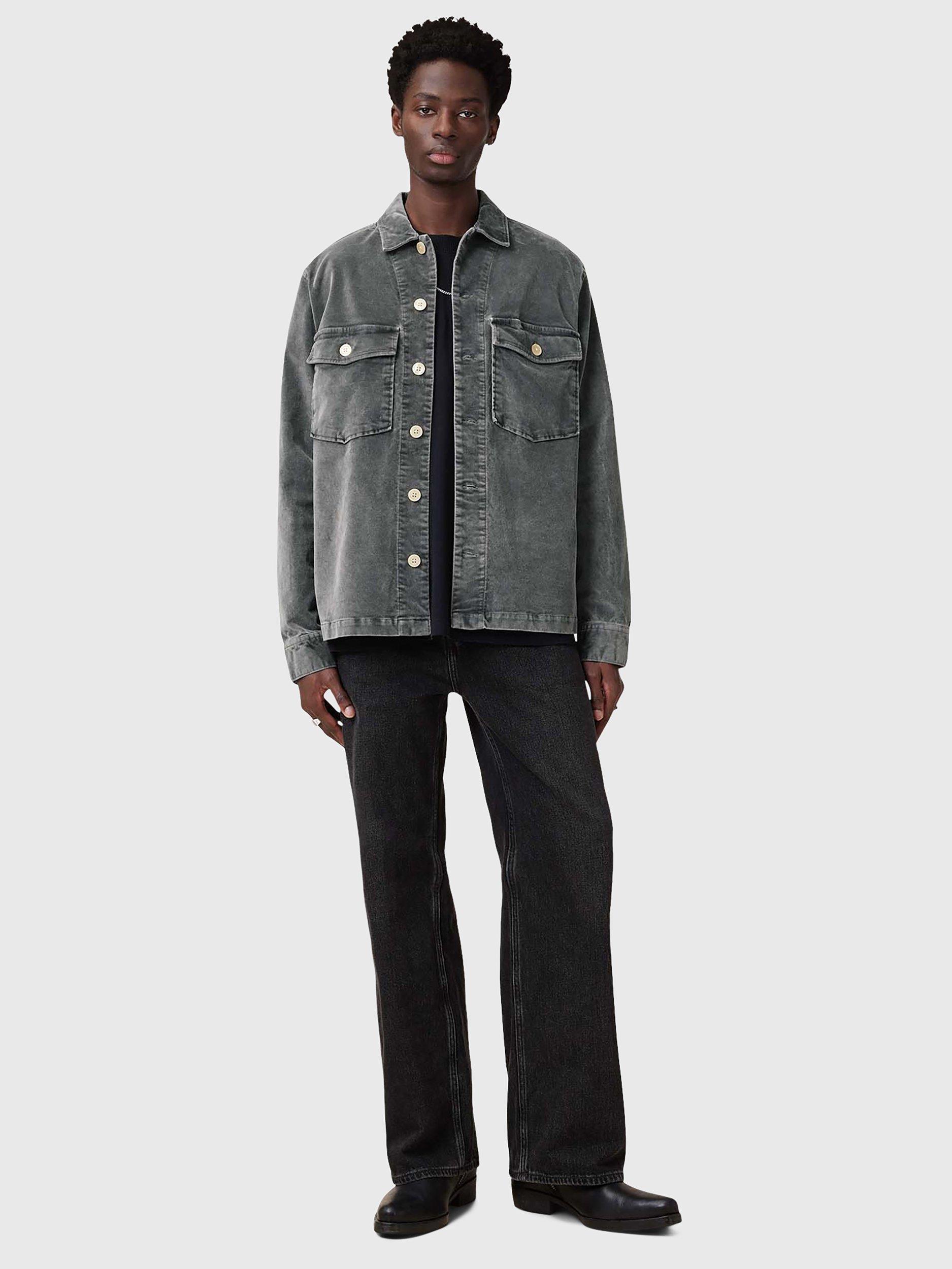 Product image 9 of 10, which shows AllSaints Harrier Cotton Blend Loose Fit Shirt, Grey, L