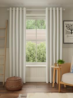 John Lewis Pure Cotton Pair Lined Eyelet Curtains - view 2, Lily White