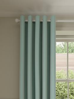 John Lewis Pure Cotton Pair Lined Eyelet Curtains, Duck Egg Sage