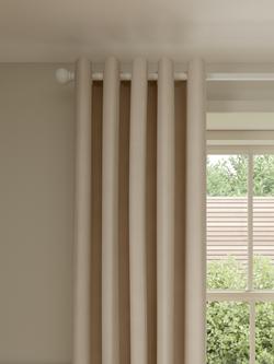 John Lewis Pure Cotton Pair Lined Eyelet Curtains, Putty
