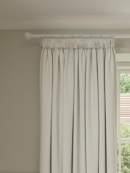 John Lewis Pure Cotton Pair Lined Pencil Pleat Curtains, Lily White