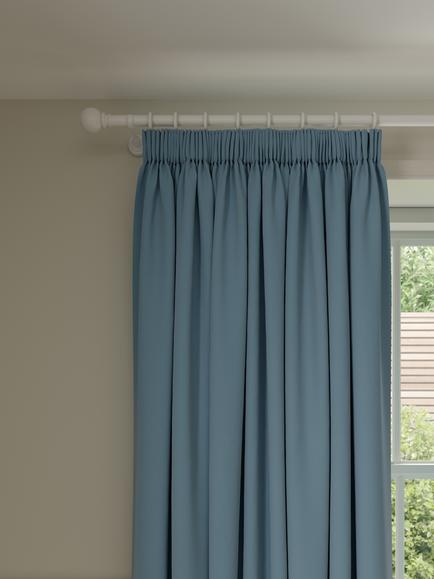 John Lewis Pure Cotton Pair Lined Pencil Pleat Curtains, Blue