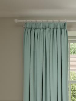 John Lewis Pure Cotton Pair Lined Pencil Pleat Curtains, Duck Egg Sage
