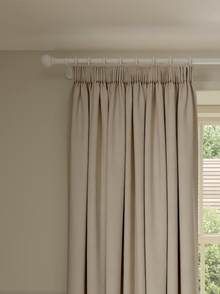 John Lewis Pure Cotton Pair Lined Pencil Pleat Curtains, Putty