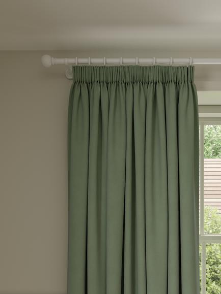 John Lewis Pure Cotton Pair Lined Pencil Pleat Curtains, Myrtle Green