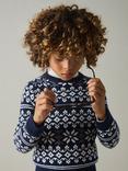 Reiss Kids' Arkensaw Fair Isle Jumper, Navy/Blue