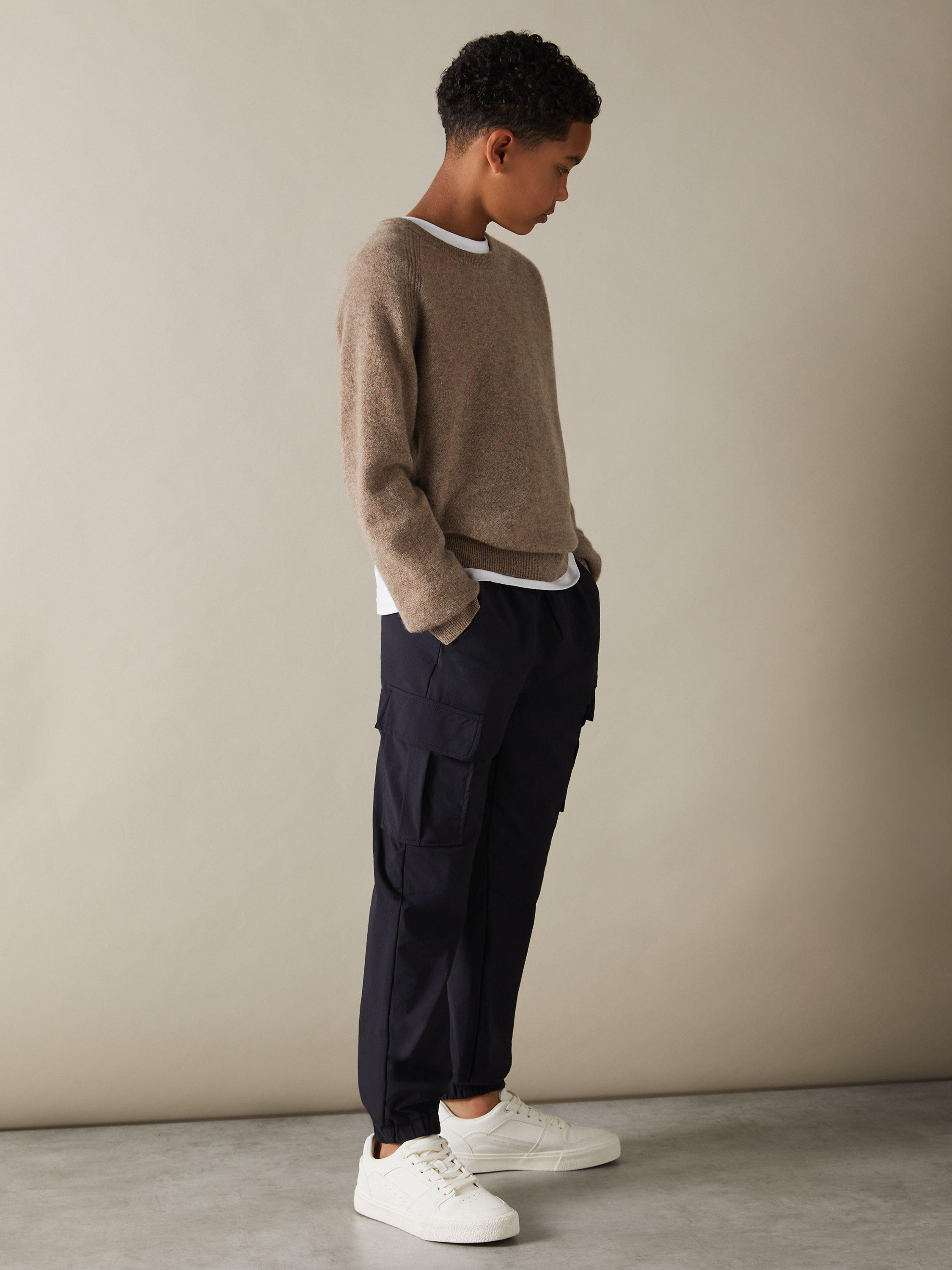 Reiss Kids' Cloud Wool Jumper, Brown Melange