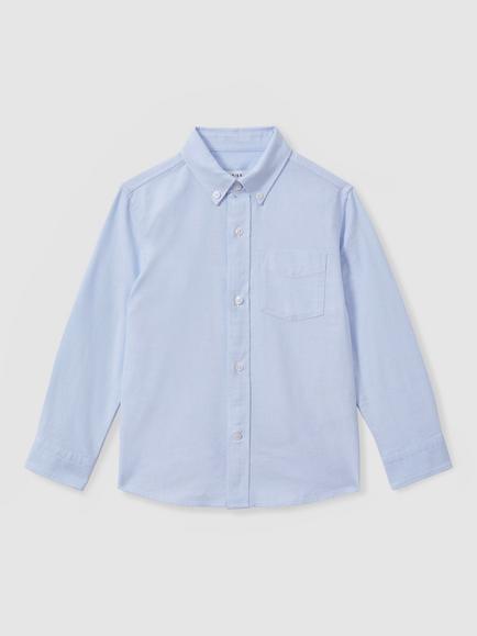 Reiss Kids' Greenwich Cotton Oxford Shirt - view 2, Soft Blue