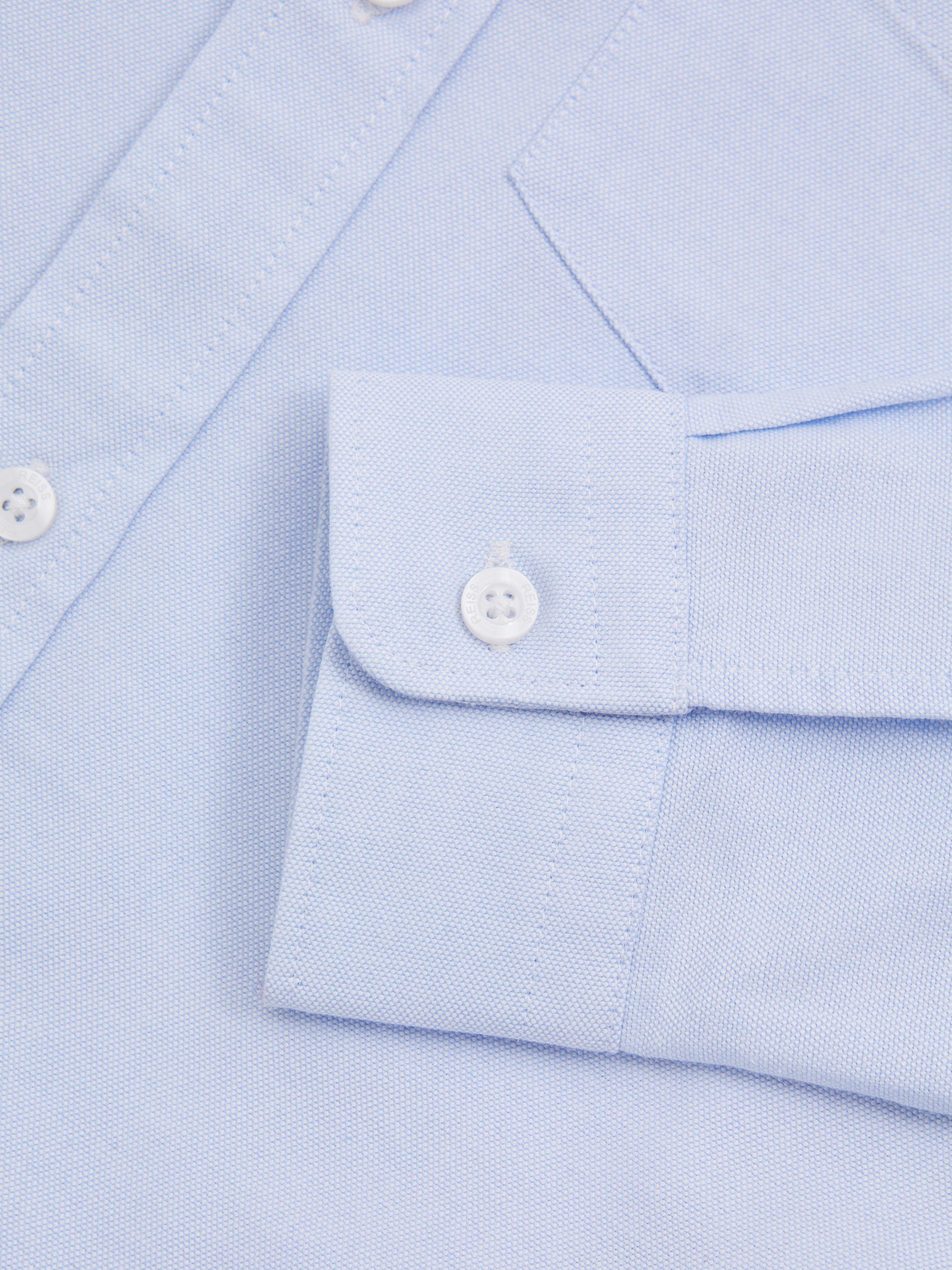 Product image 4 of 4, which shows Reiss Kids' Greenwich Cotton Oxford Shirt, Soft Blue, 3-4 years