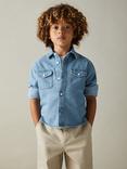 Reiss Kids' Mardin Chambray Shirt, Mid Blue