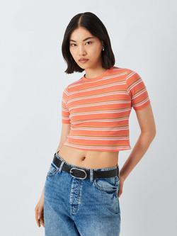 John Lewis ANYDAY Stripe Crop T-Shirt, Multi, Multi