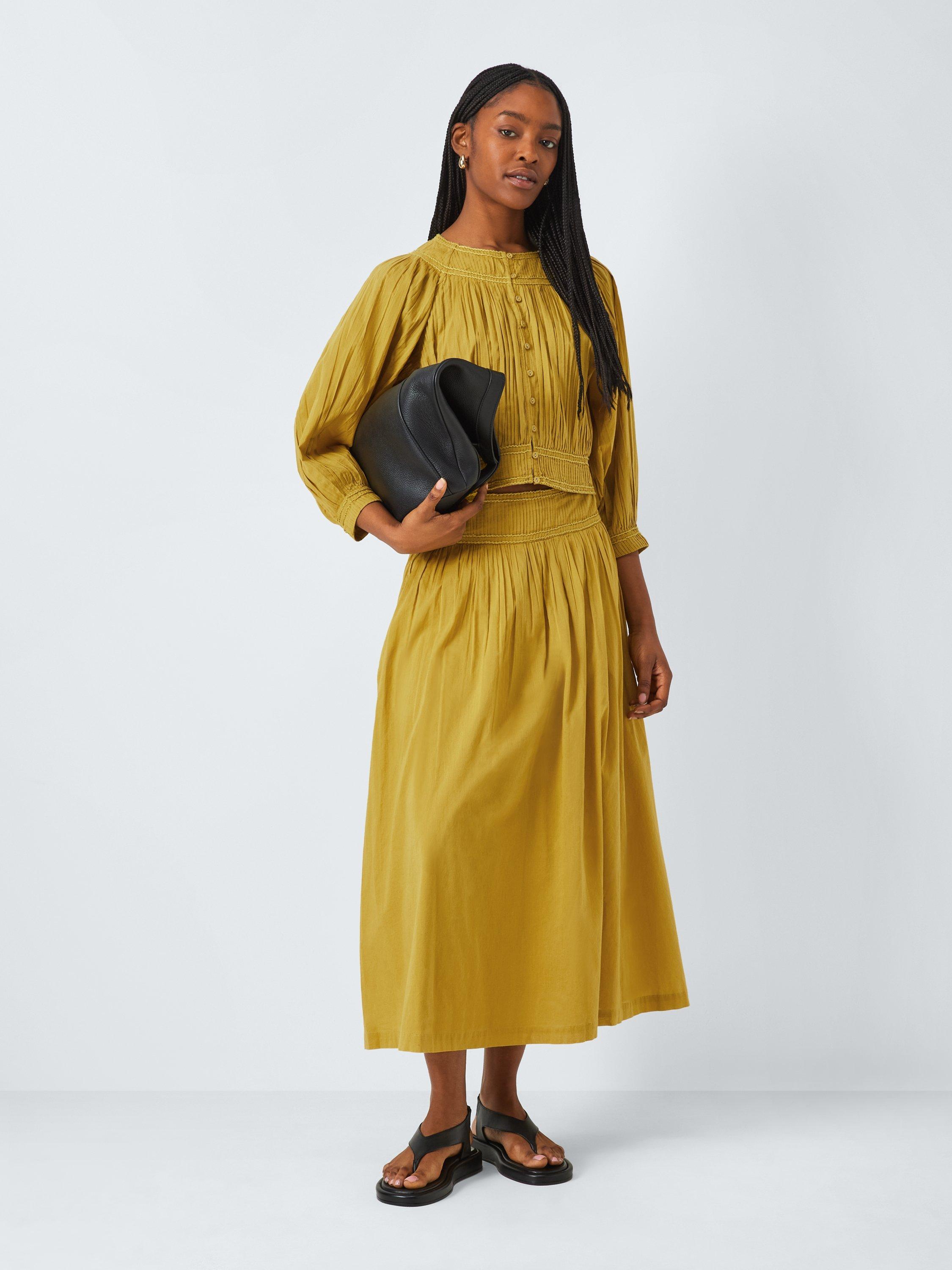 Product image 3 of 6, which shows AND/OR Gwen Pleated Blouse, Olive Oil, 8