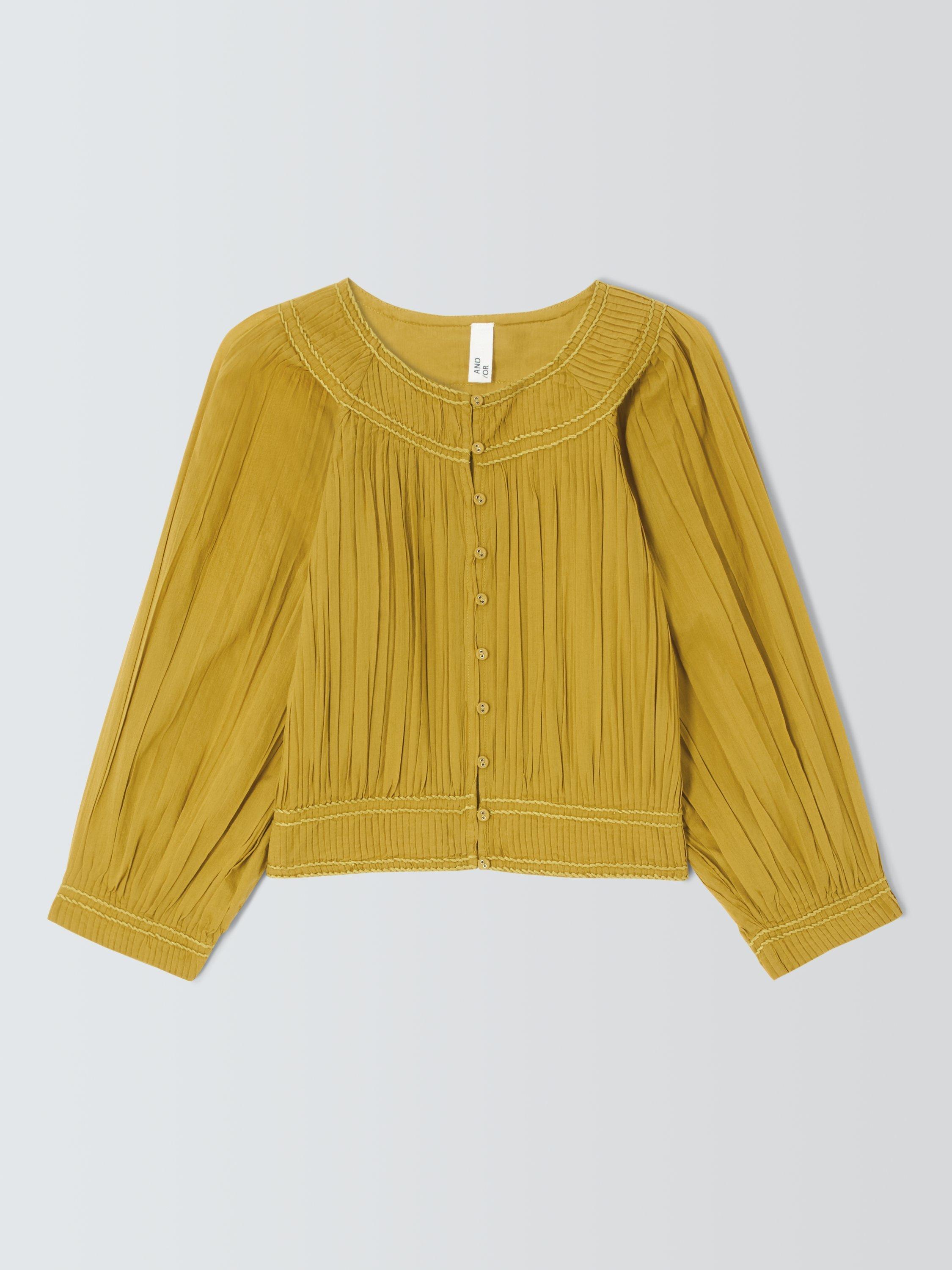 Product image 4 of 6, which shows AND/OR Gwen Pleated Blouse, Olive Oil, 8
