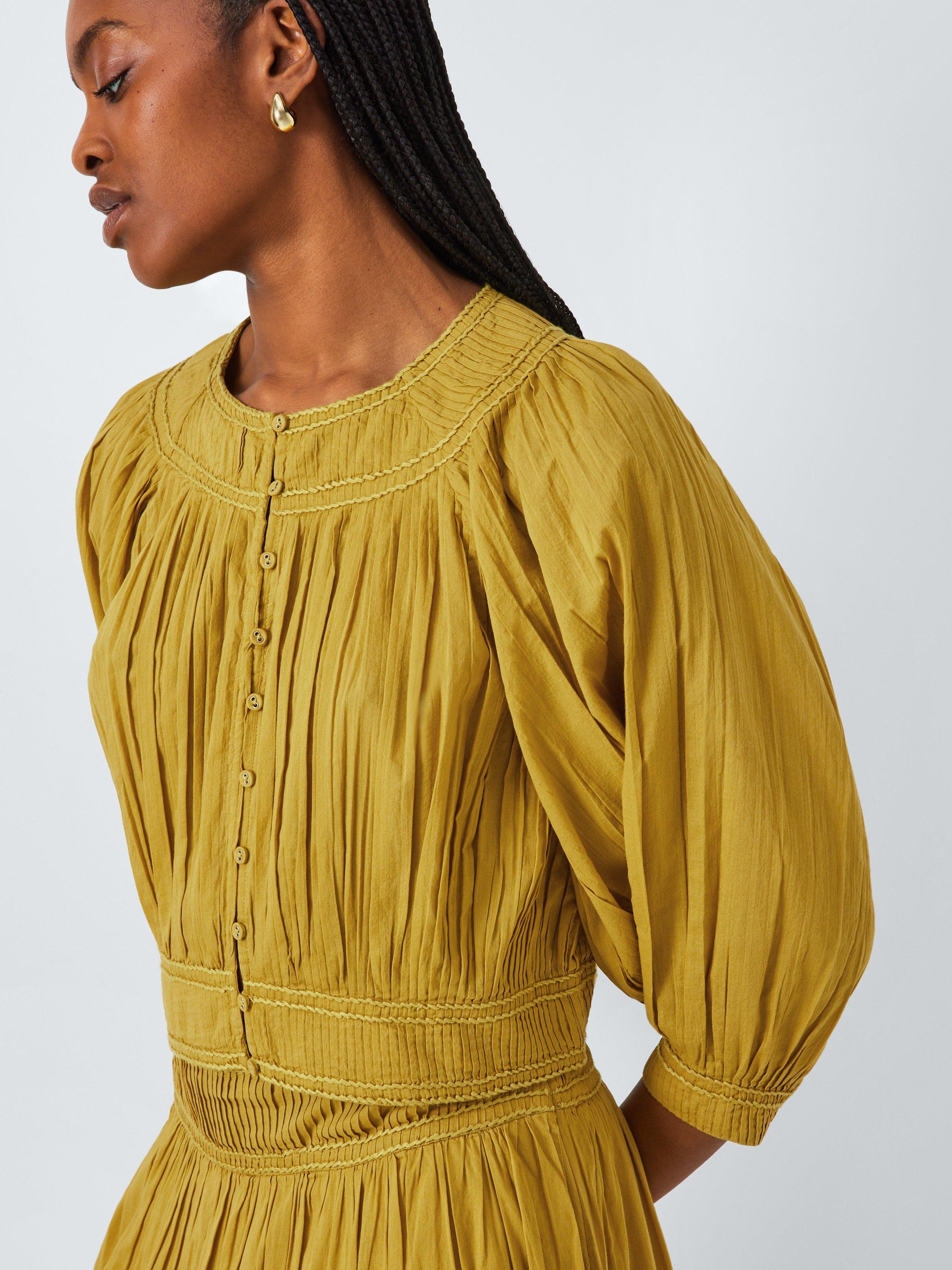 Product image 5 of 6, which shows AND/OR Gwen Pleated Blouse, Olive Oil, 8