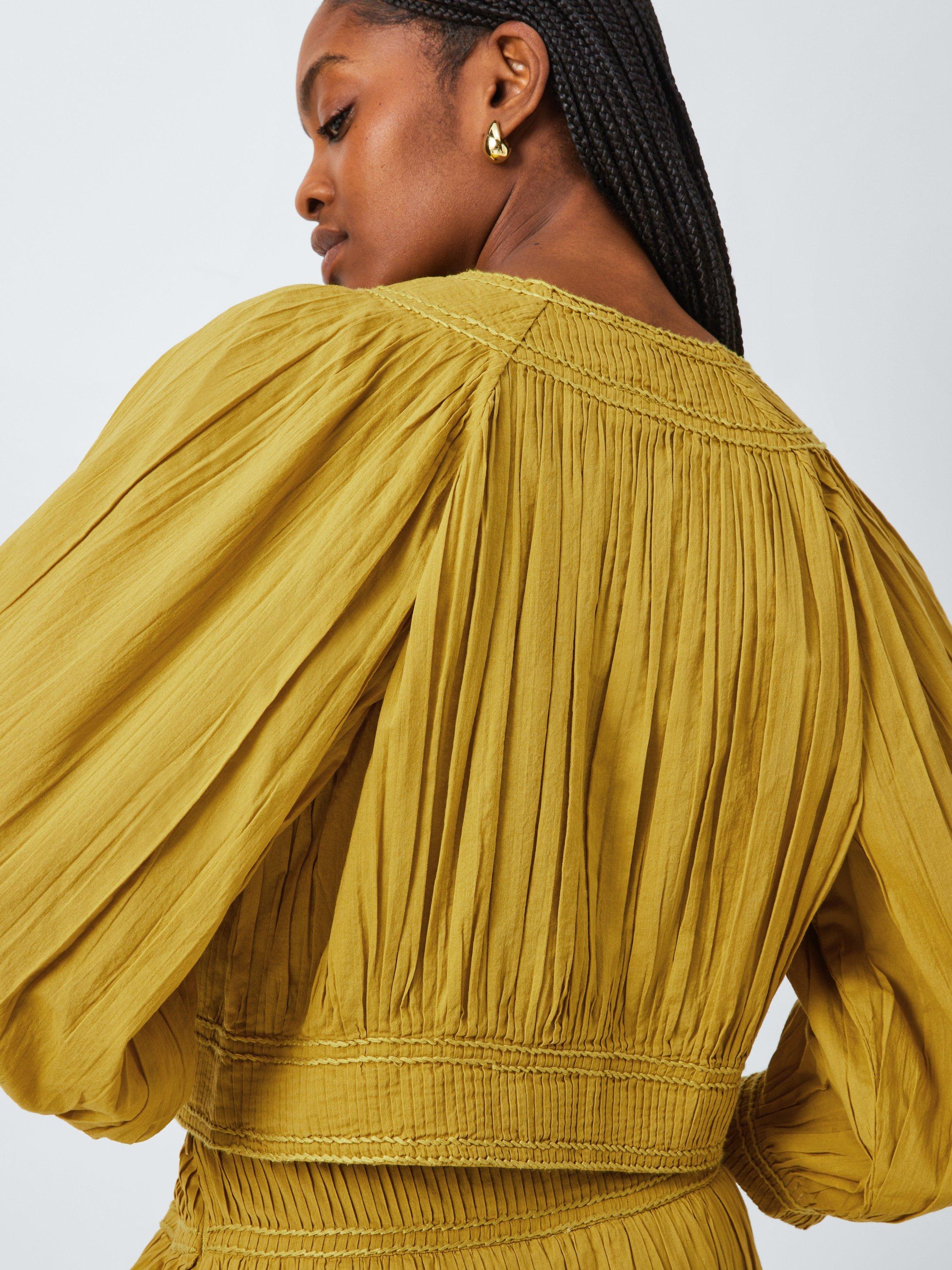 Product image 6 of 6, which shows AND/OR Gwen Pleated Blouse, Olive Oil, 8