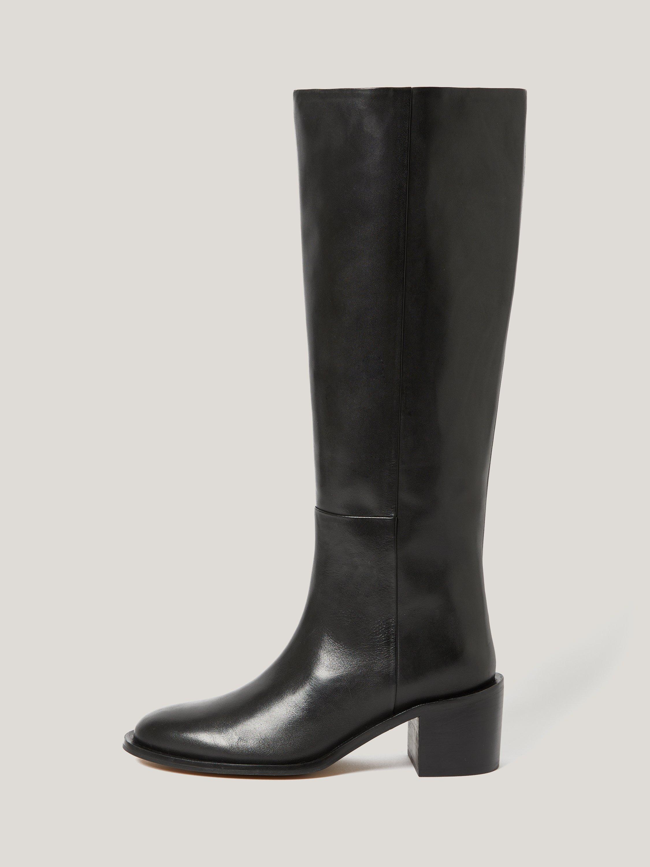 Jigsaw Leather Heeled Riding Boots Black