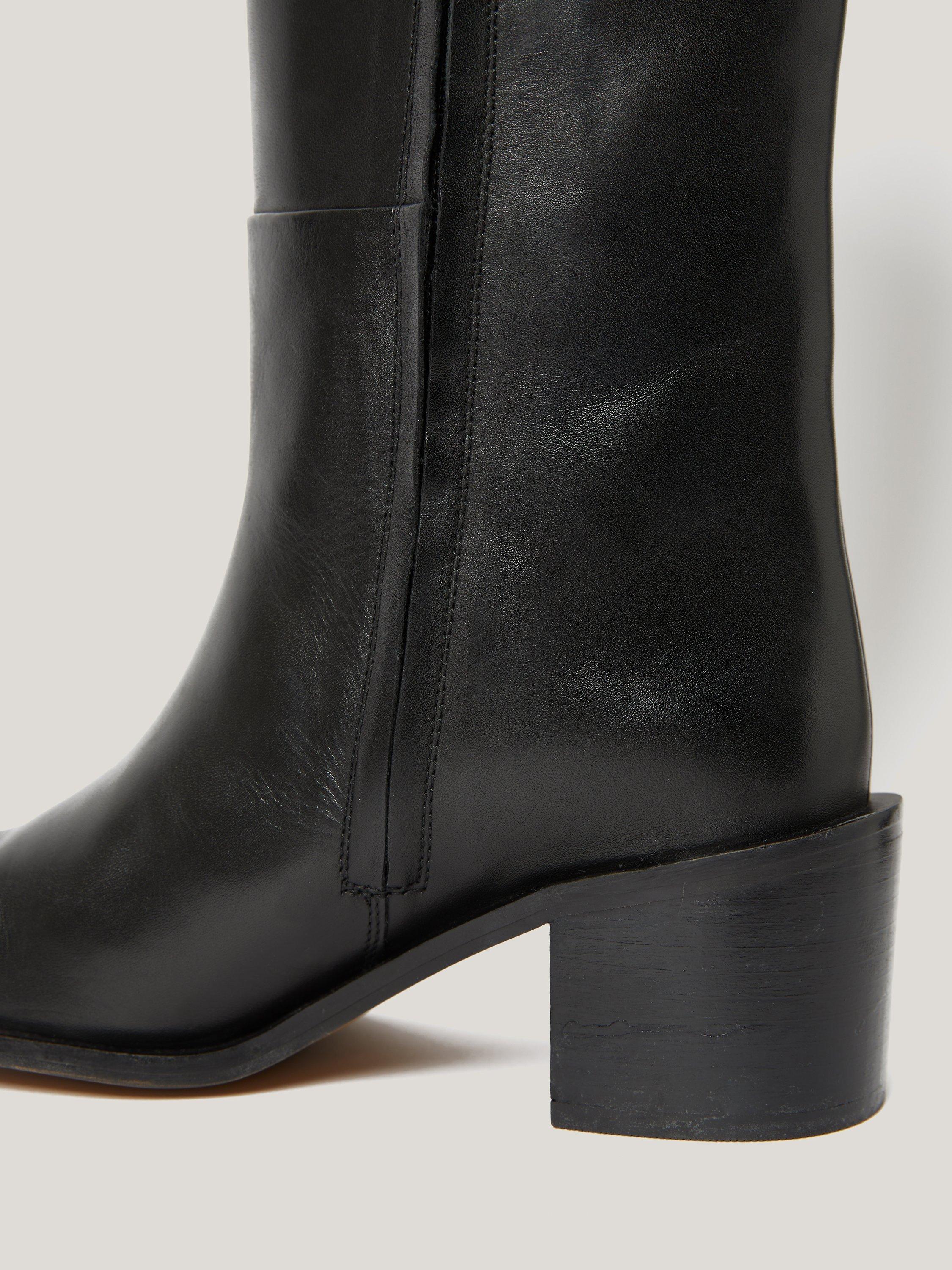 Jigsaw Leather Heeled Riding Boots Black