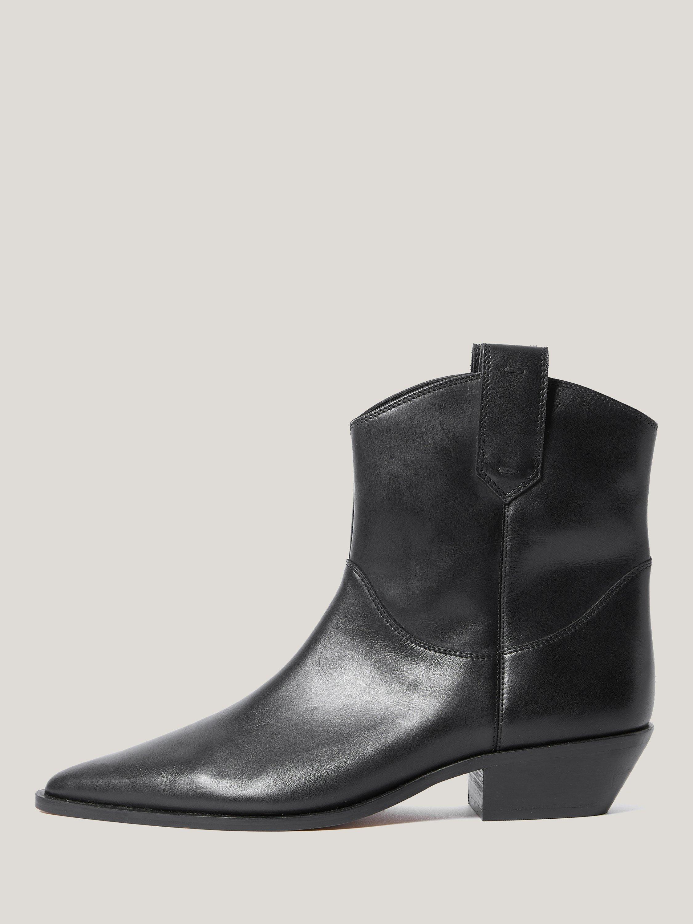 Jigsaw Leather Western Ankle Boots Black