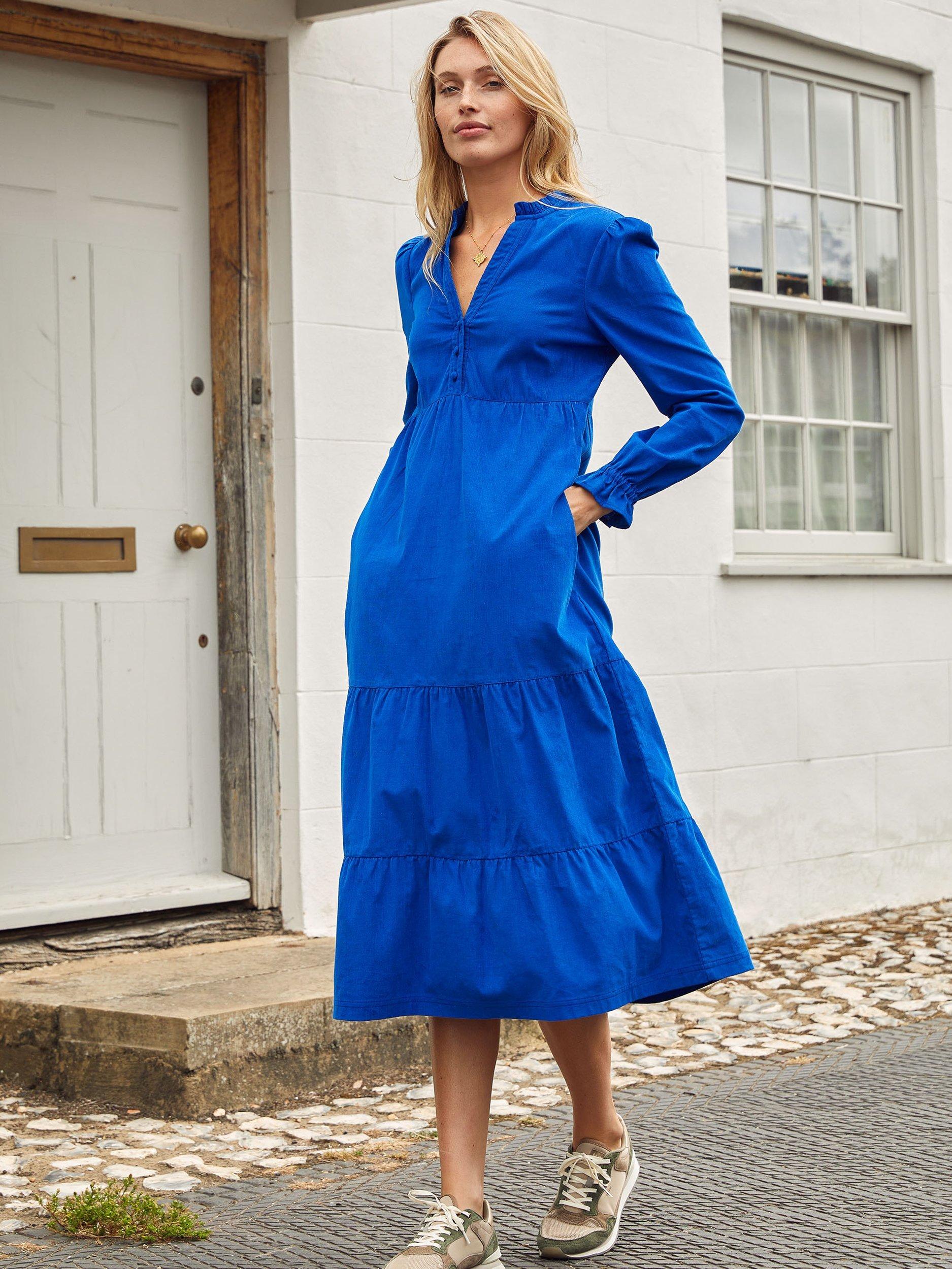 Product image 1 of 4, which shows Aspiga Liv Cord Dress, Cobalt, XS