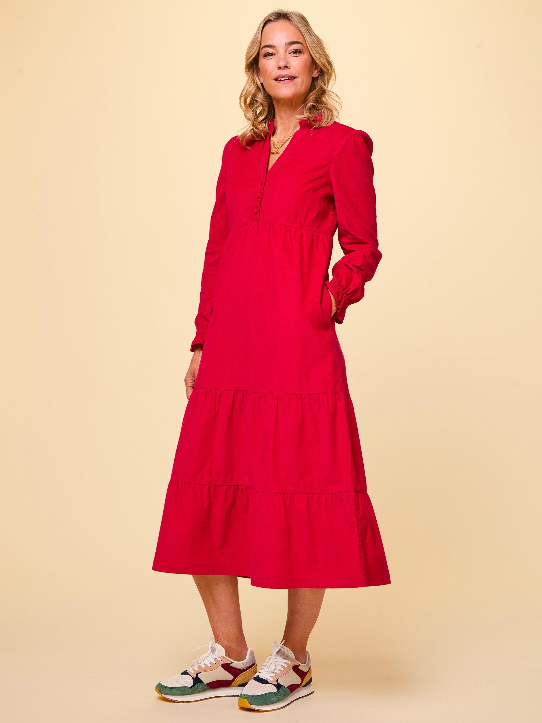 Product image 1 of 4, which shows Aspiga Liv Cord Dress, Red, XS