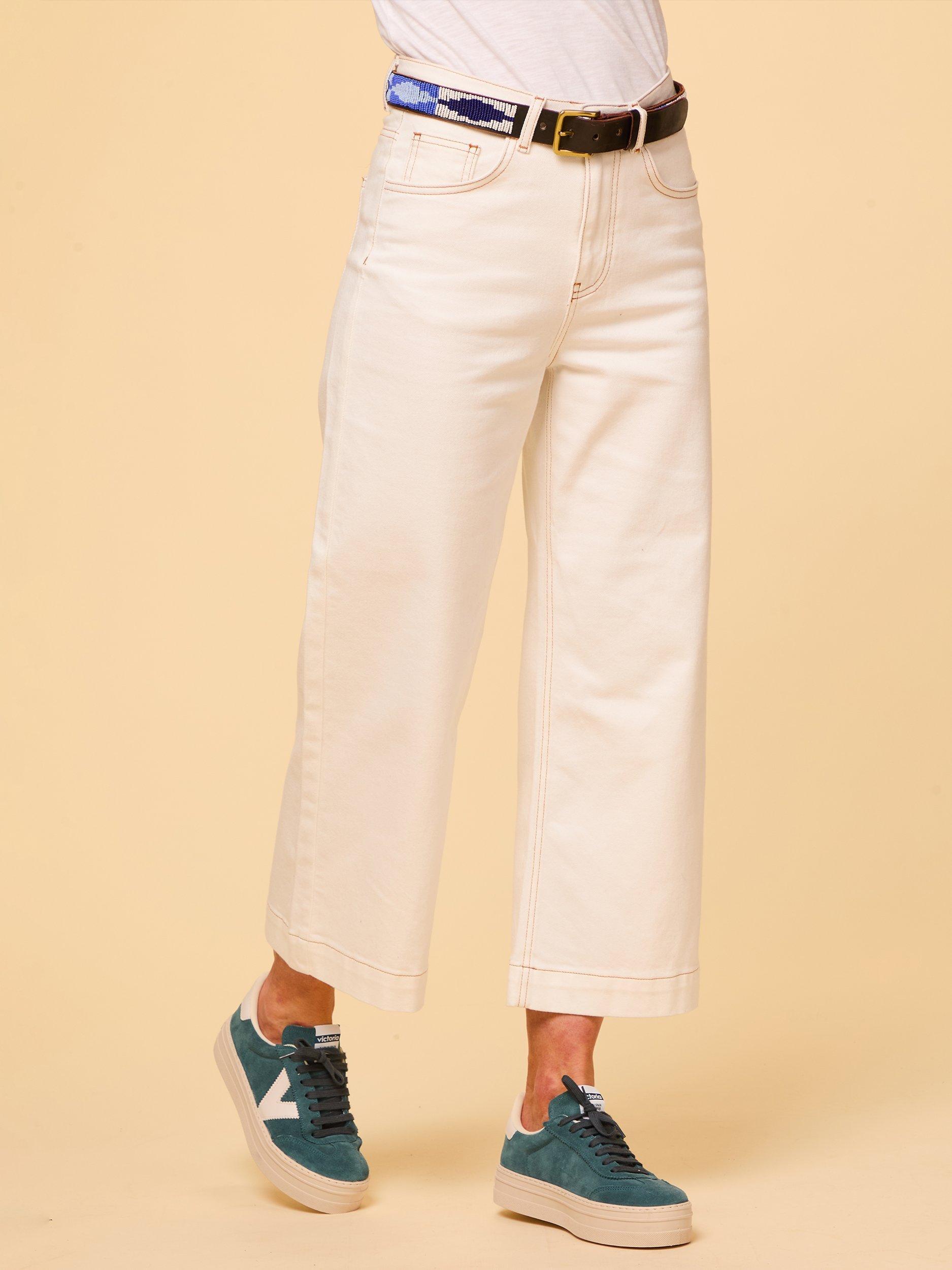 Product image 5 of 5, which shows Aspiga Wide Cropped Jeans, Ecru, XS