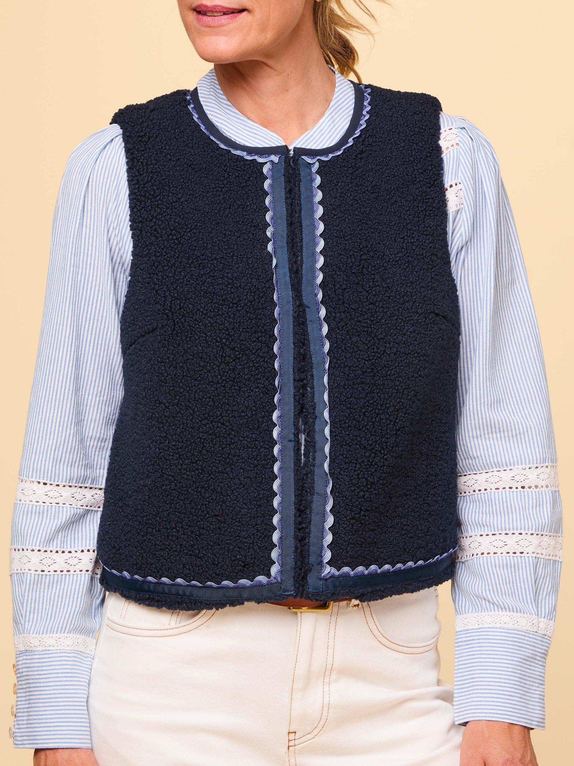 Product image 2 of 2, which shows Aspiga Trim Fleece Gilet, Navy, XS
