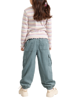 Lindex Kids' Corduroy Cargo Trousers, Dusty Aqua - view 2, Dusty Aqua