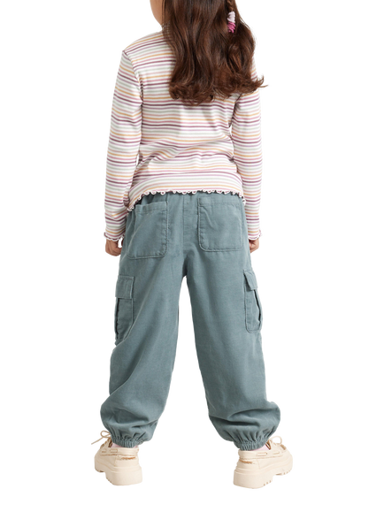 Lindex Kids' Corduroy Cargo Trousers, Dusty Aqua - view 2, Dusty Aqua