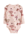 Lindex Baby Autumn Tree Long Sleeve Bodysuit, Dusty Pink