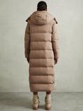 Reiss Dalby Longline Hooded Puffer Coat, Mink Neutral