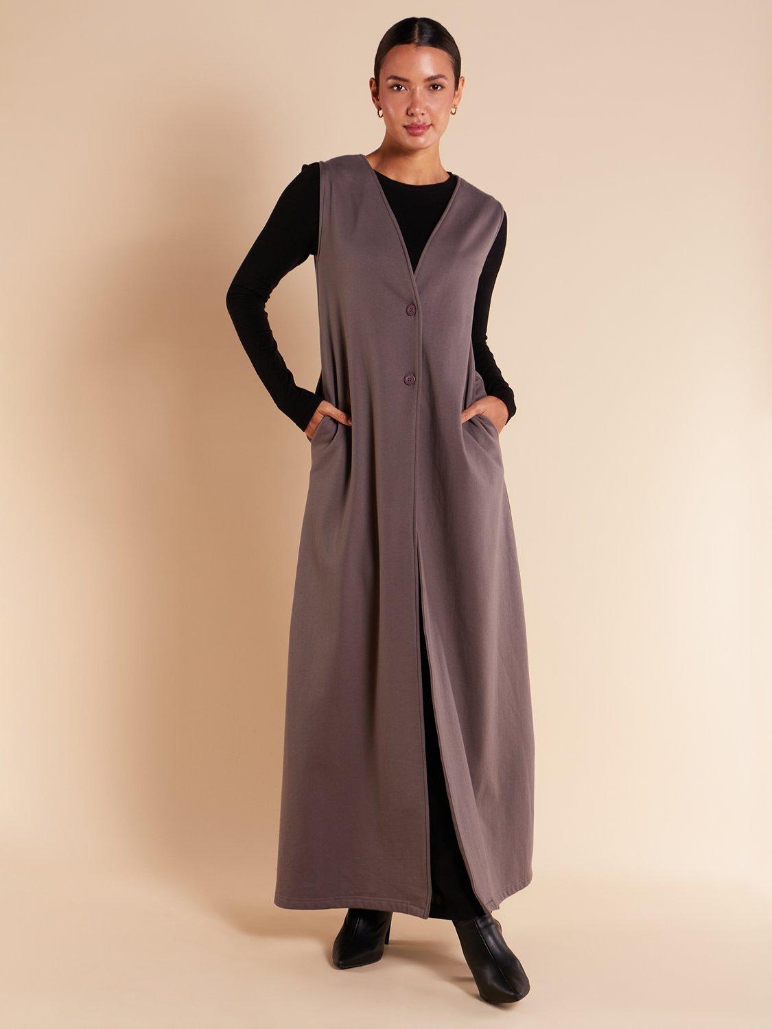 Product image 1 of 4, which shows Aab Longline Waistcoat, Mid Grey, S Reg