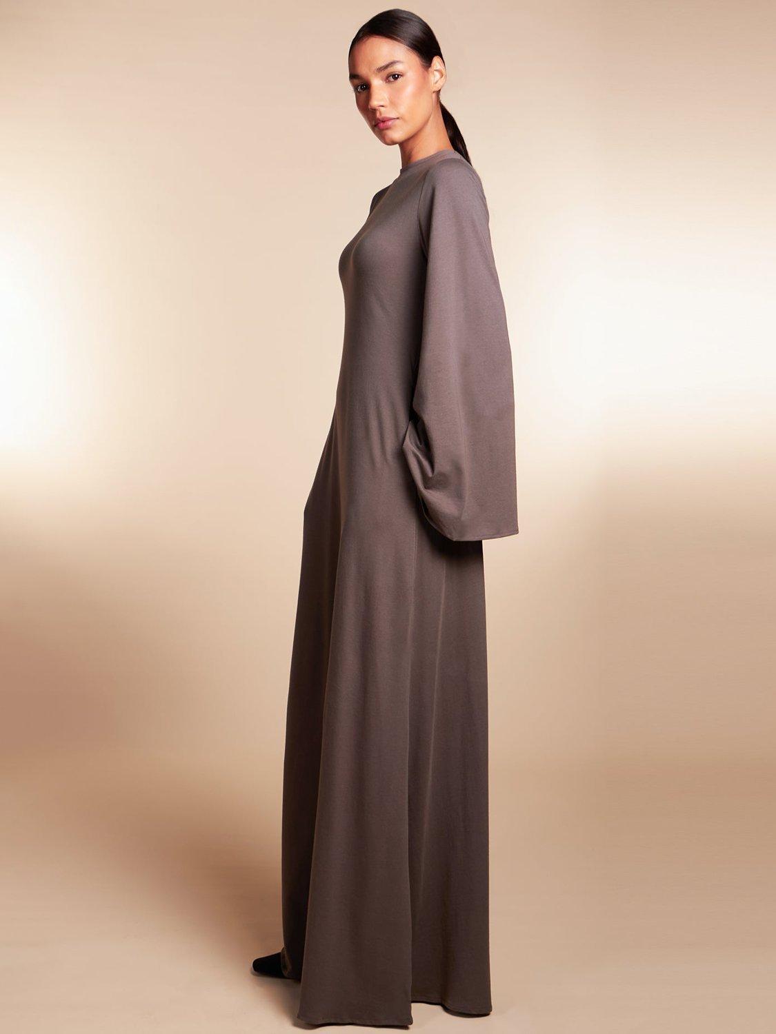 Product image 2 of 5, which shows Aab Fit & Flare Maxi Dress, Dark Grey, S Reg