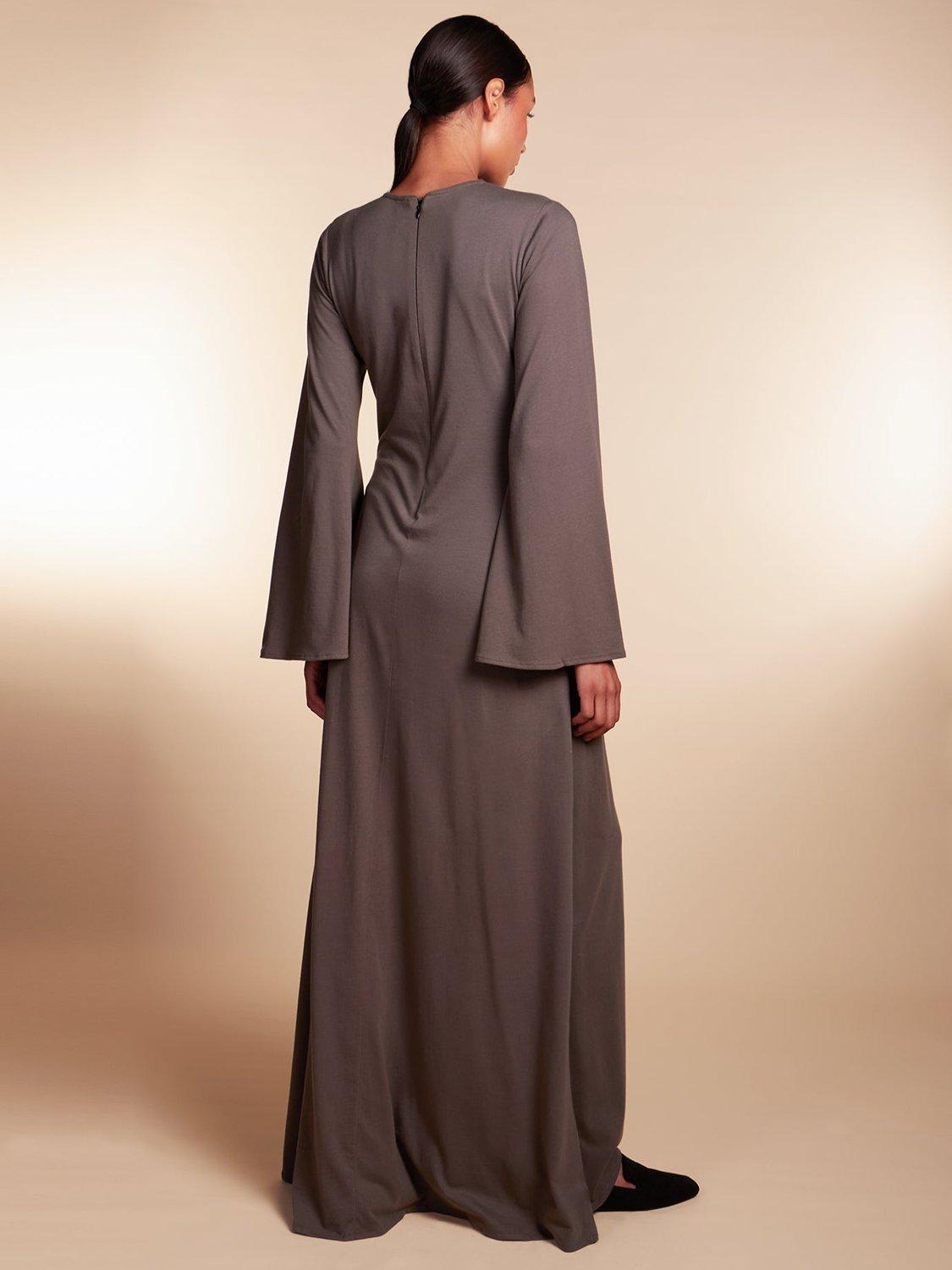 Product image 3 of 5, which shows Aab Fit & Flare Maxi Dress, Dark Grey, S Reg