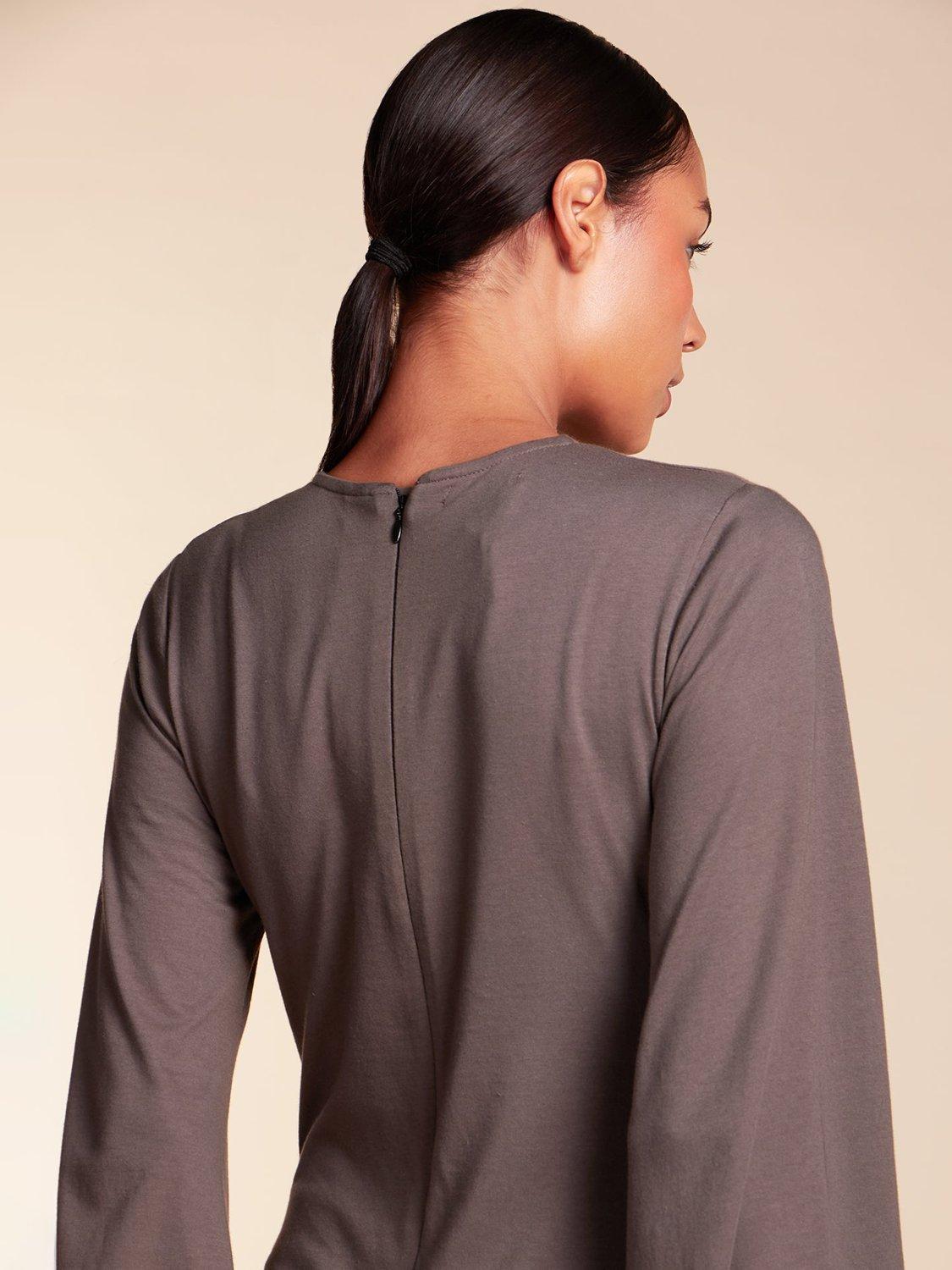 Product image 5 of 5, which shows Aab Fit & Flare Maxi Dress, Dark Grey, S Reg