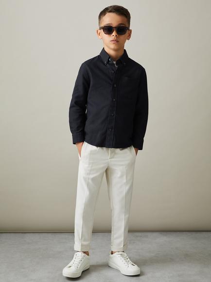 Reiss Kids' Greenwich Cotton Shirt, Navy - view 2, Navy