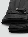 Mango Ribbed Leather Gloves, Black
