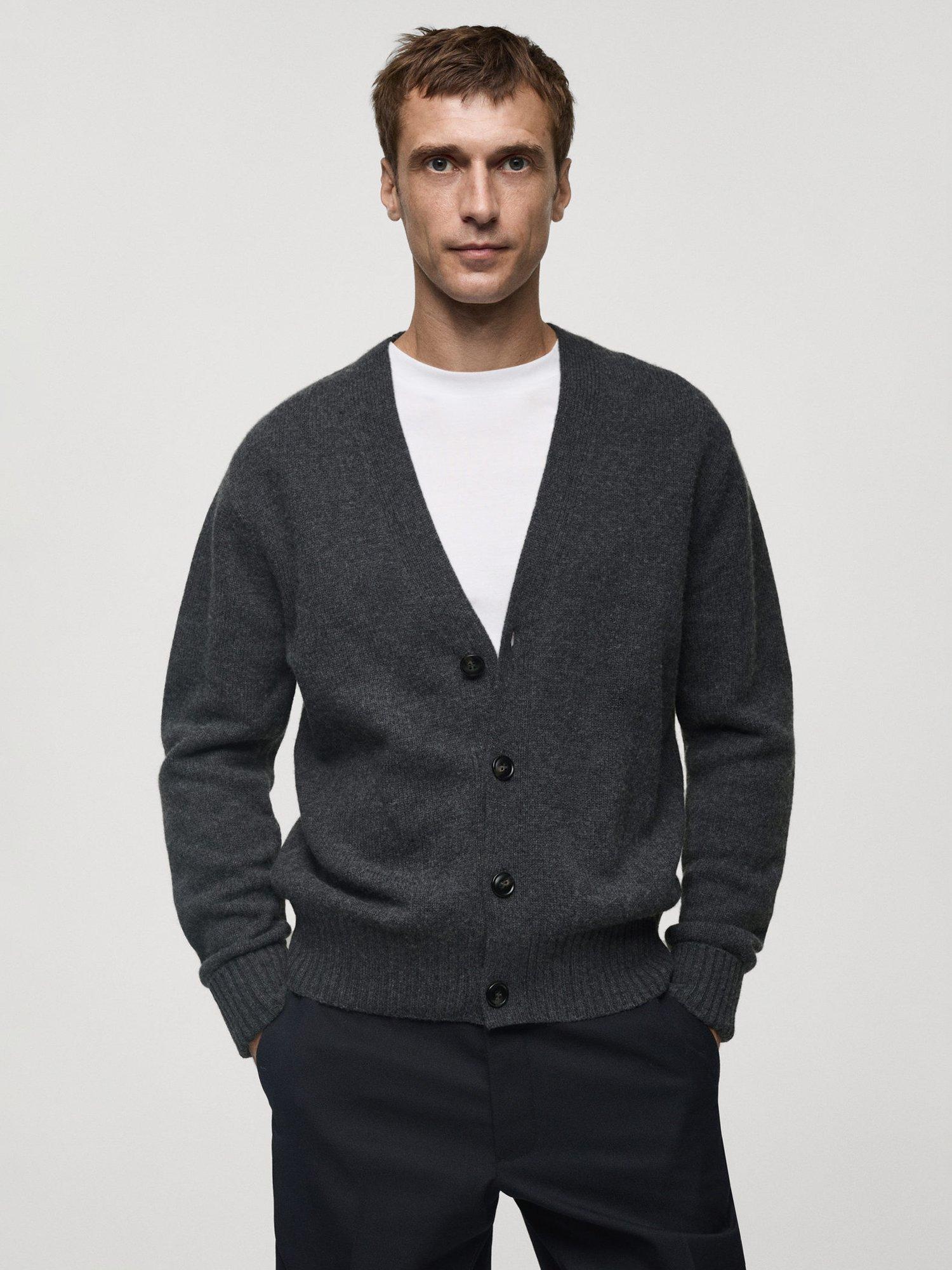 Mango Sweetc Wool Blend Cardigan, Charcoal