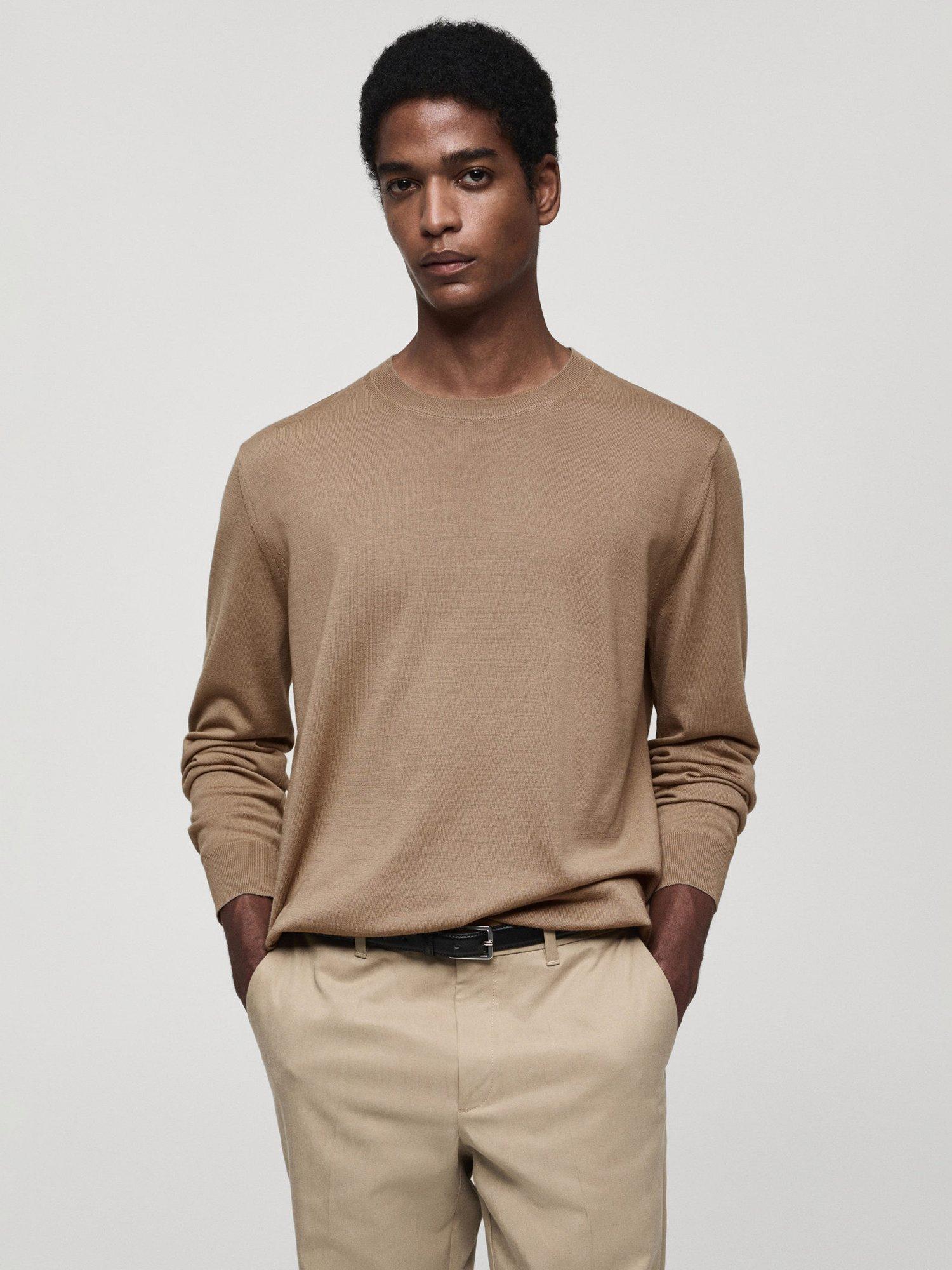 Mango Willy Merino Wool Crew Jumper, Camel