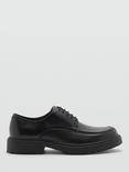 Mango Bordon Leather Derby Shoes, Black