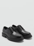 Mango Bordon Leather Derby Shoes, Black