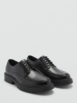 Mango Bordon Leather Derby Shoes - view 2, Black