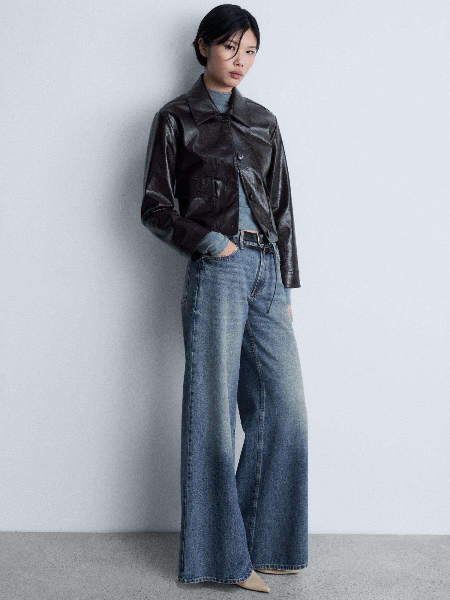 Mango Olivia Wide Leg Jeans Open Blue