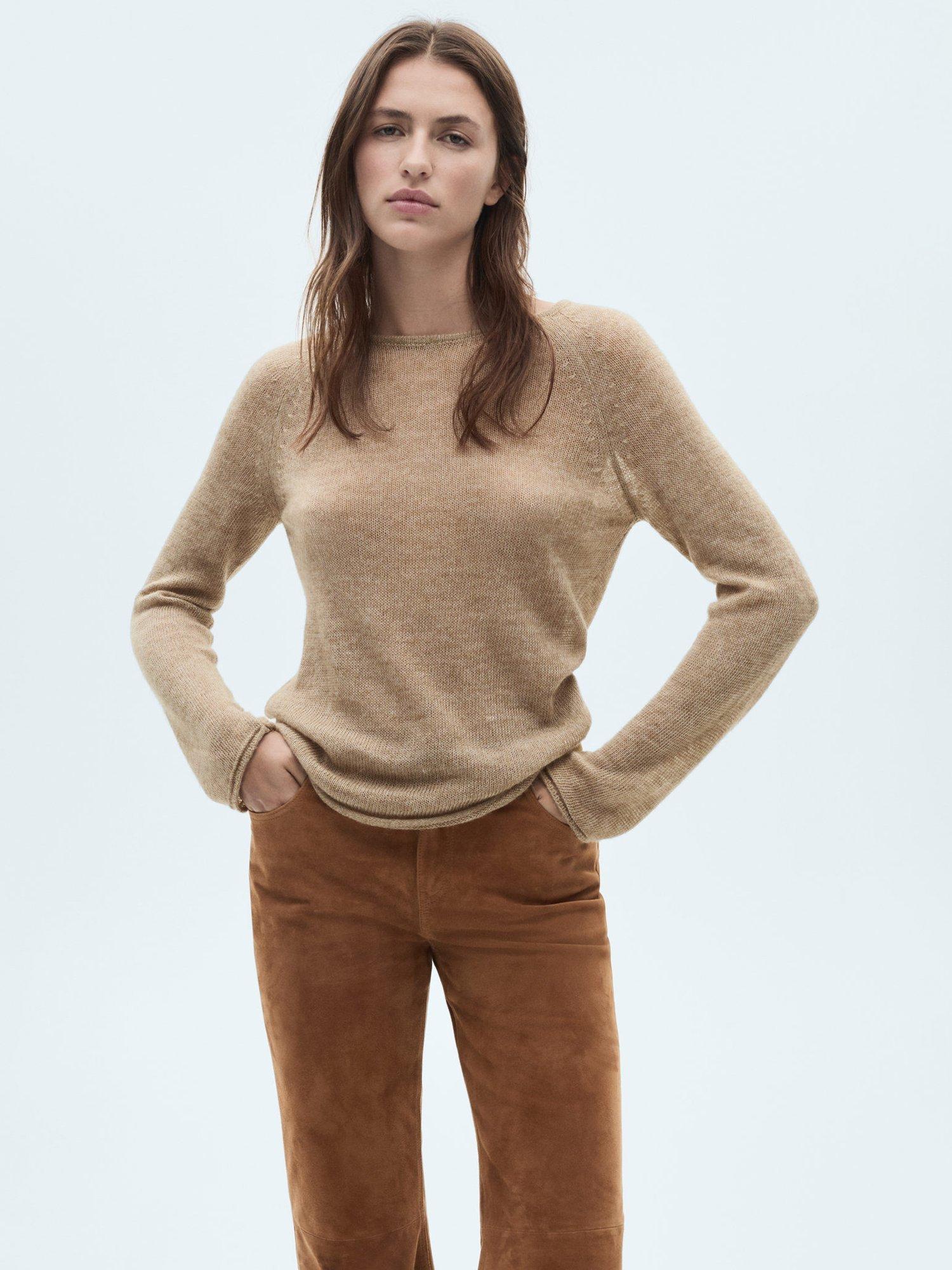 Mango Endy Fine Knit Jumper, Pastel Grey