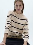 Mango Marina Stripe Jumper, Sand/Black